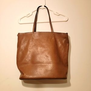 Vegan Leather Bag with Leopard Print Interior ~ Snap Out Interior Leopard Print